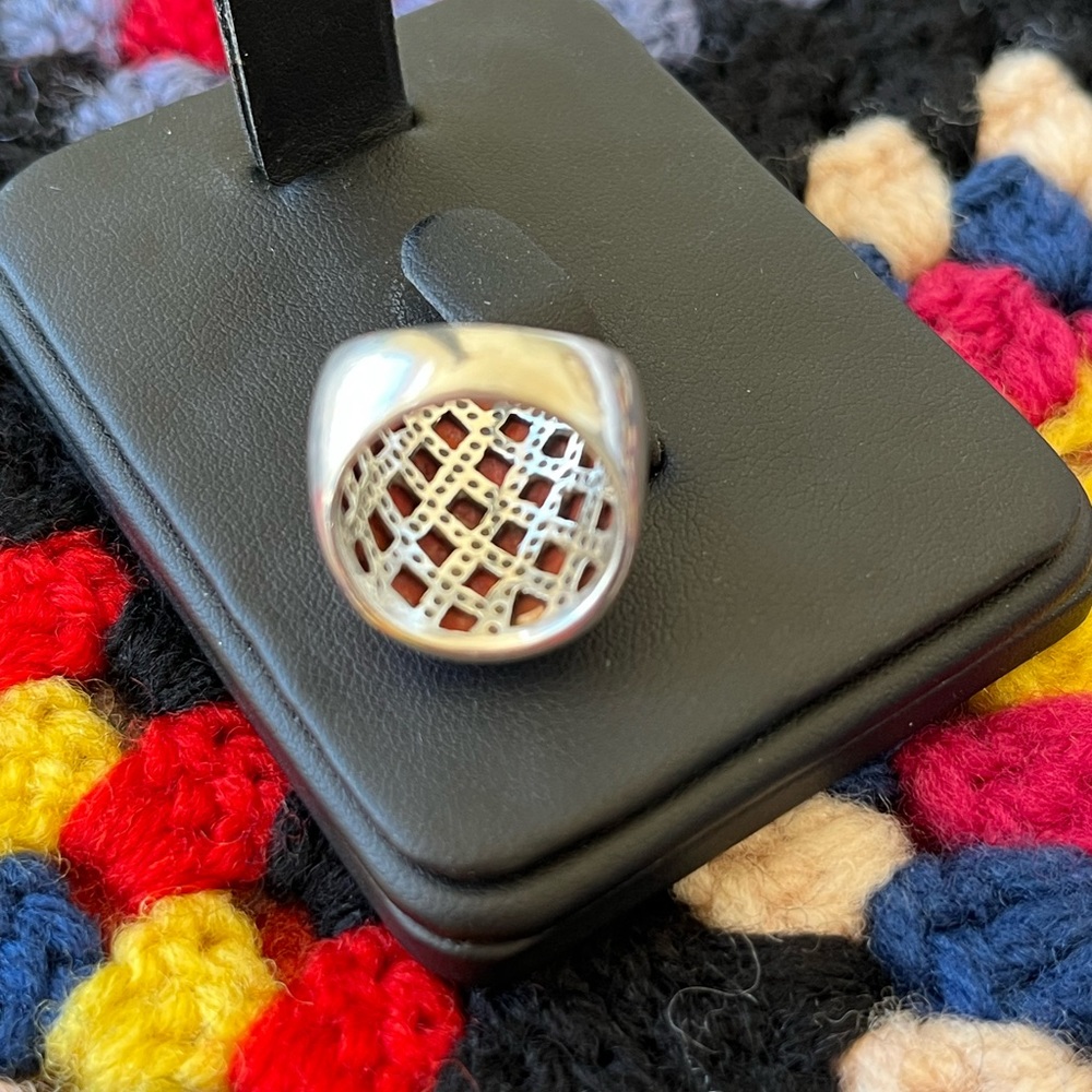 Sterling Silver Coral Wide Band - Picture 3 of 7